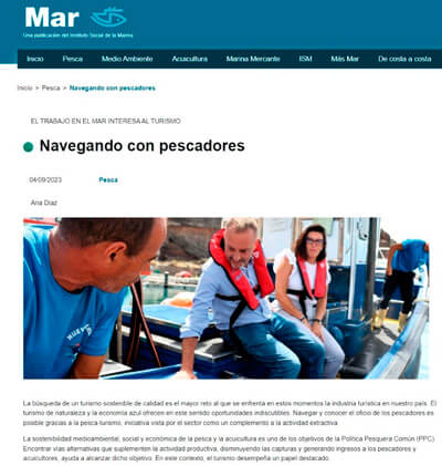 www.pescaturismospain.com Noticias y reportajes de Revista Mar del Instituto Social de la Marina (ISM) sobre Pescaturismo